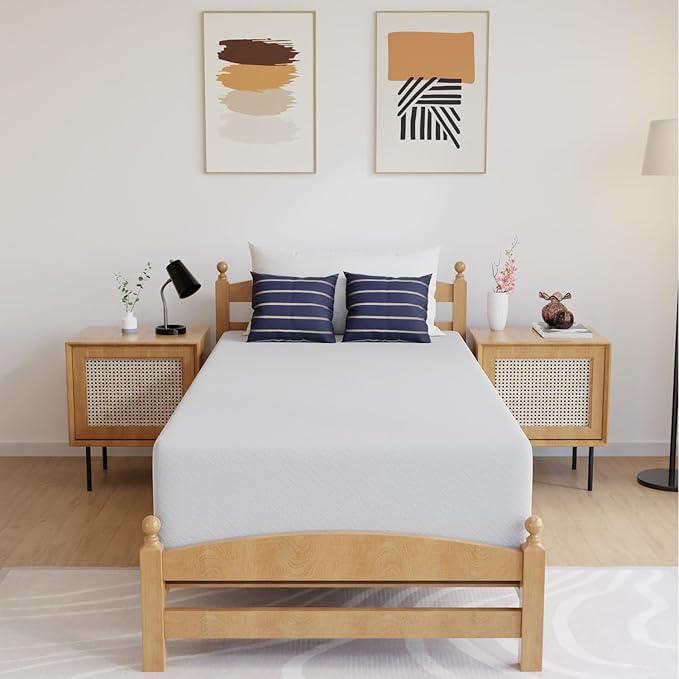 FDW | 14 Inch Twin Mattress | Medium Firm | Gel Memory Foam Mattress | White | Bed in a Box, CertiPUR-US Certified | Pressure Relief, Cooling Ventilated Foam | Washable Removable Cover