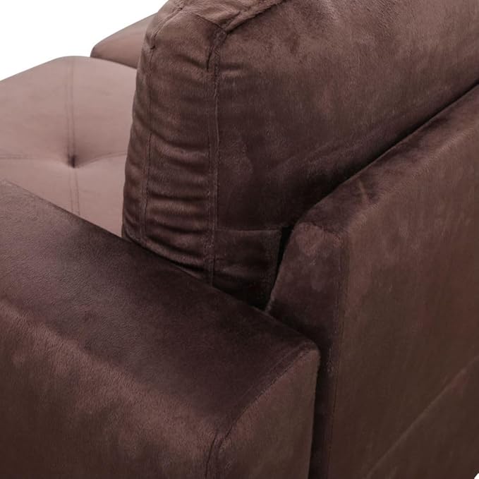 Brown L-Shaped 3-Piece Microfiber Sofa with Storage Ottoman Set, Sectional Couch Sofa Set for Living Room, Office, Small Space
