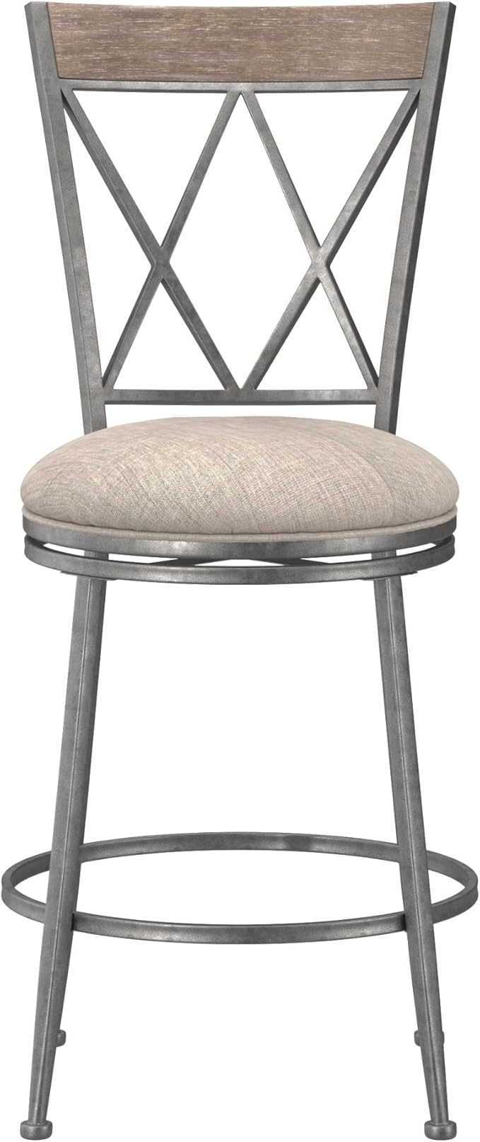 Hillsdale Stewart Indoor/Outdoor Swivel Counter Height Stool, Aged Pewter
