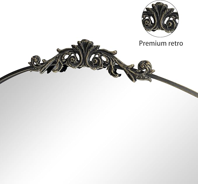 Wall Mirror Window Decorative Traditional Mirrors Antique Arched Farmhouse for Living Room Bedroom Entryway Bathroom Vanity 30 * 36 * 1.2,Black
