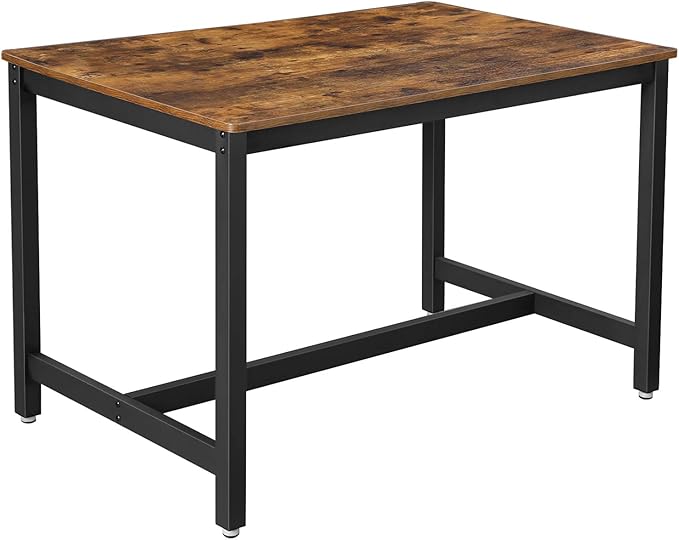 VASAGLE 47 Inches Dining Room Table for 4, Industrial Style with Heavy Duty Metal Frame, 47.2 x 29.5 x 29.5 Inches, Brown