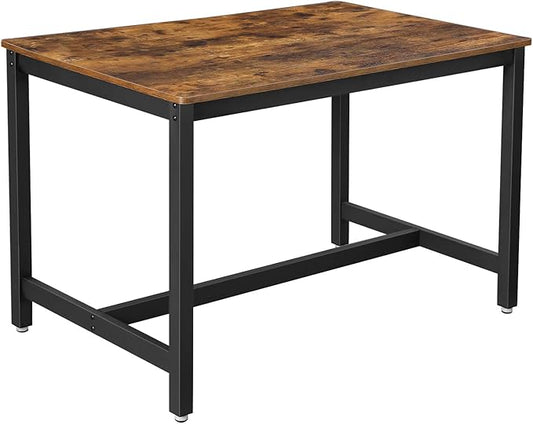 VASAGLE 47 Inches Dining Room Table for 4, Industrial Style with Heavy Duty Metal Frame, 47.2 x 29.5 x 29.5 Inches, Brown