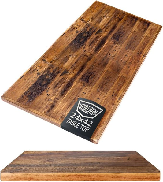 Reclaimed Wood Table Top - Rustic Recycled Wooden Piece Perfect for Signs, Counters, Kitchens, Dining and Coffee Table Tops (Straight Plank Table Top, 24" x 42")
