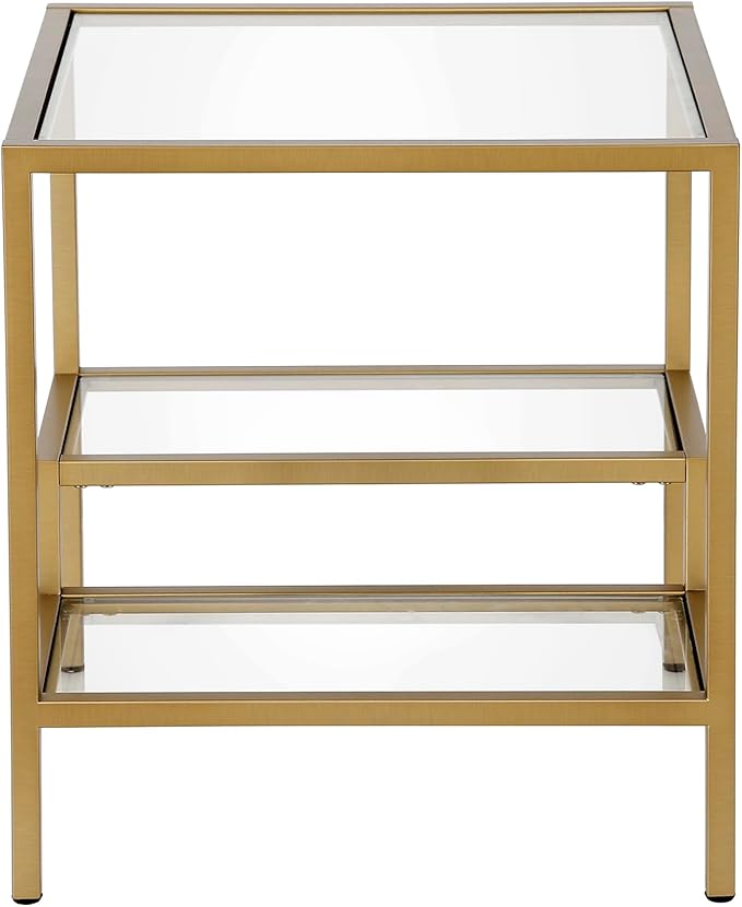 Henn&Hart 20" Wide Square Side Table in Brass, Table for Living Room, Bedroom