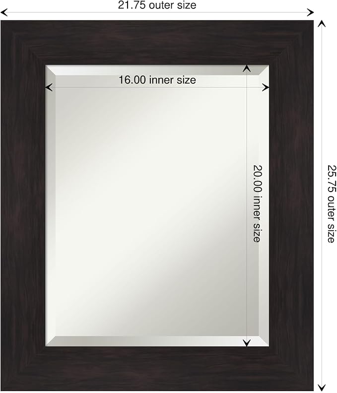 Amanti Art Brown Bathroom Mirror for Over Sink, 26x22 Furniture Espresso Rectangle Vanity Mirror, Small Casual Frame, Hangs Horizonally and Vertically, Bathroom Wall Decor, Beveled Edge from WI, USA