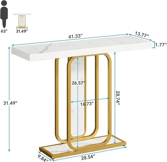LITTLE TREE Modern Entryway Console Table with LED Lights, White and Gold