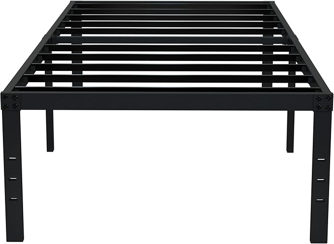 EMODA 18 Inch Twin XL Bed Frames No Box Spring Needed, Heavy Duty XL Twin Metal Platform Bed Frame with Tall Storage Space, Noise Free, Easy Assembly, Black