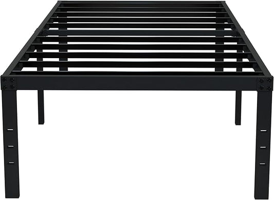 EMODA 18 Inch Twin XL Bed Frames No Box Spring Needed, Heavy Duty XL Twin Metal Platform Bed Frame with Tall Storage Space, Noise Free, Easy Assembly, Black