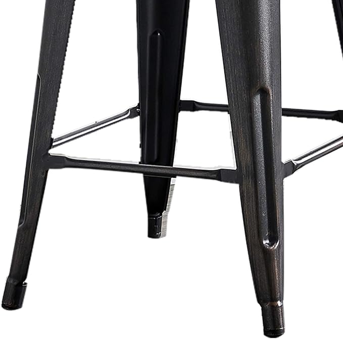 AC Pacific 24” Metal Barstool Set of 4 – Country Rustic Style with Low Back, Lightweight & Sturdy Build, Easy Assembly – Distressed Black
