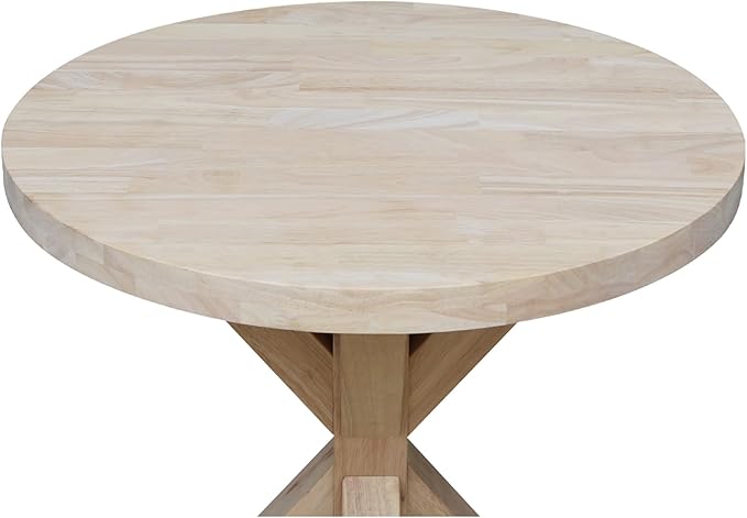 IC International Concepts, Sierra Round End Table, Solid Wood, Real Parawood, 26" W x 26" D x 26" H, Easy Assembly, DIY, Paint or Stain Your Way, Unfinished