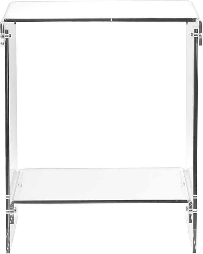 Clear Acrylic End Table，2-Tier，Nightstand for Living Room and Bedroom,Easy Assembly,18x12 inch，22 inch high
