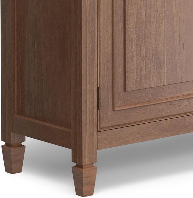 SIMPLIHOME Connaught 40-inch Wide Solid Wood Storage Cabinet in Medium Saddle Brown for Entryway, Living Room, Organizer for Hats, Gloves, Shoes, Keys, Slim Design, Traditional Style