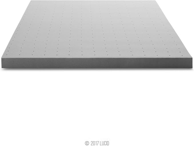 Lucid 3 Inch Ventilated Bamboo Charcoal Memory Foam Mattress Topper, CertiPUR-US Certified, Moisture and Odor Control-Twin