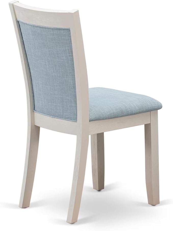 East West Furniture V027MZ015-6 6 Piece Dining Table Set Contains a Rectangle Dining Room Table and 4 Baby Blue Linen Fabric Parson Chairs with a Bench, 40x72 Inch, Multi-Color