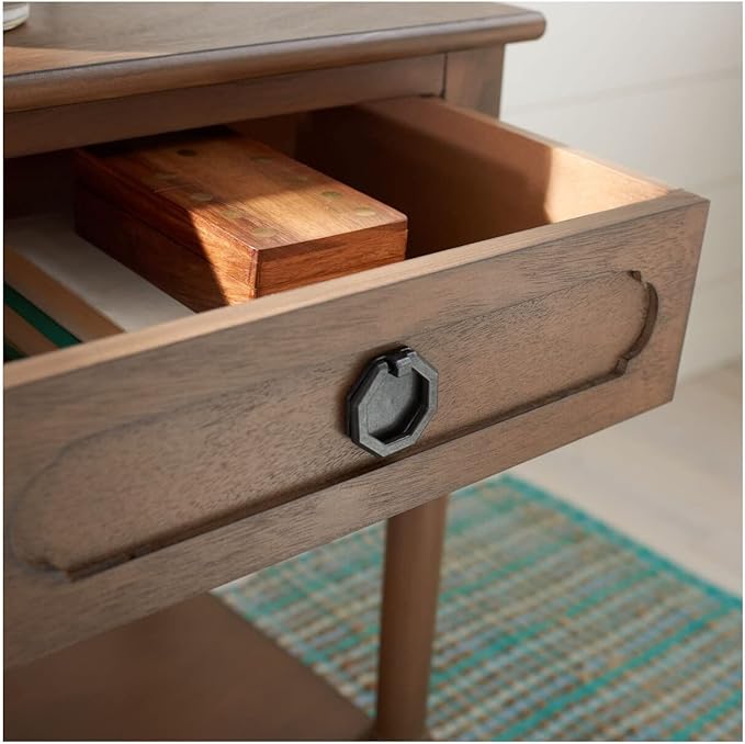 SAFAVIEH Home Collection Allura Brown 1-Drawer Bottom Shelf Accent Table ACC5718C, 19" W x 15.8" L x 26" H