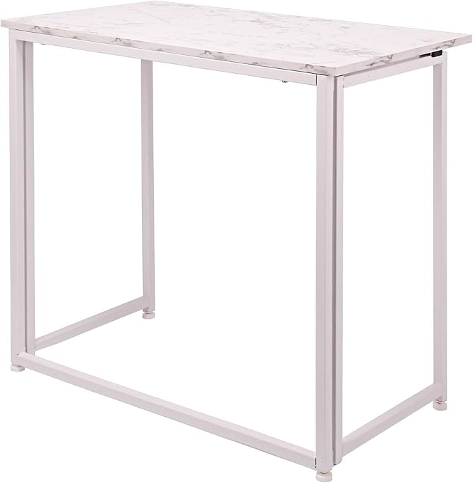 Leopard Outdoor Products Folding Computer Desk for Small Spaces, Space-Saving Home Office, Foldable Laptop Table, Writing Desk, Compact Study Reading Table (Marble White)