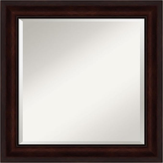 Amanti Art Brown Wall Mirror 25x25 Coffee Bean Brown Square Bathroom Mirror for Wall Decor Living Room, Medium Casual Frame, Hangs Horizonally and Vertically, Bathroom Decor, Beveled Edge from WI, USA