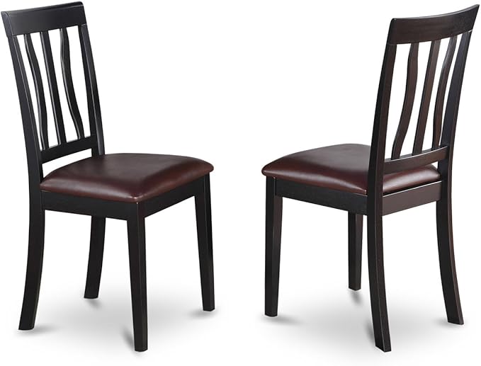 East West Furniture LGAN5-BCH-LC 5 Piece Dining Room Furniture Set Includes a Rectangle Kitchen Table with Butterfly Leaf and 4 Faux Leather Upholstered Chairs, 42x84 Inch, Black & Cherry