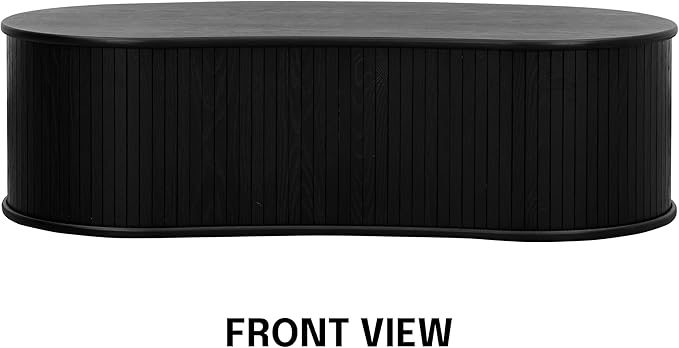 NTC Ripple Coffee Table, Modern Oval Wooden Center Table with Vertical Groove Design, Stylish Living Room Decor, Contemporary Minimalist Style for Home and Office, Effortless Assembly - Burnt Black