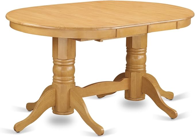 East West Furniture VABO7-OAK-W 7 Piece Dining Set Consist of an Oval Dining Room Table with Butterfly Leaf and 6 Wood Seat Chairs, 40x76 Inch, Oak