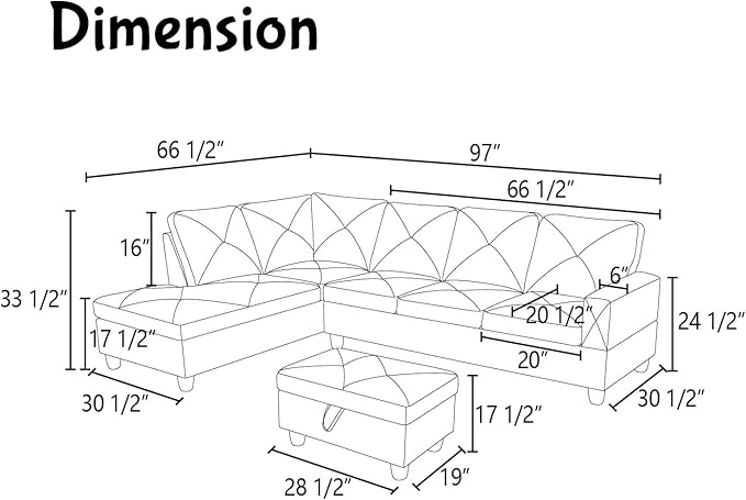 Modern Living Room Furniture Sets with Pillows, Modular Sectional Couches with Chaise Lounge, 4-Seaters L Shape Sofa with Storage Ottoman, for Living Room, Microfiber, Brown