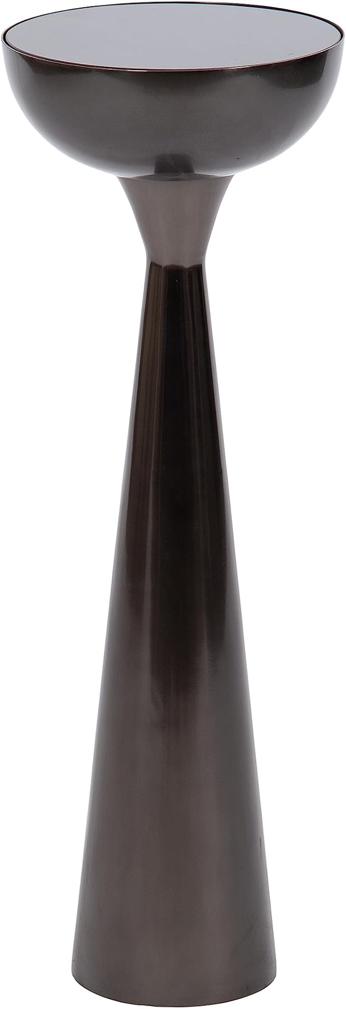 Kate and Laurel Chandon Modern Sophisticated Drink Table; 8 x 8 x 23; Gray Gunmetal; Contemporary Sculptural Plant Pedestal Table with Unique Tinted Tabletop and Polished Metallic Finish