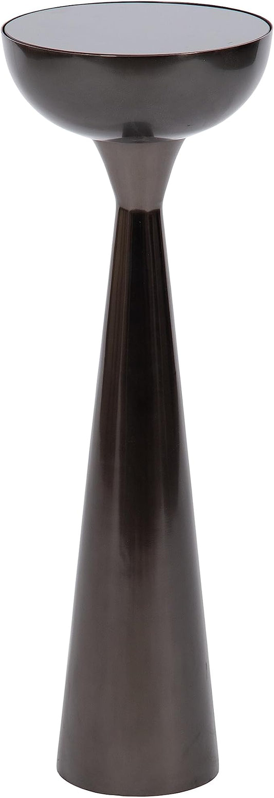 Kate and Laurel Chandon Modern Sophisticated Drink Table; 8 x 8 x 23; Gray Gunmetal; Contemporary Sculptural Plant Pedestal Table with Unique Tinted Tabletop and Polished Metallic Finish