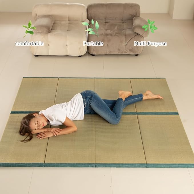MustMat Tatami Futon Mattress Foldable Tatami Mat Twin Japanese Floor Mattress Rush Grass Floor Bed 35.4"x78.7"x1.2"(1 Piece)