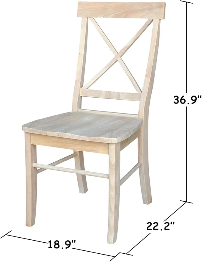 Set of Two X-Back Dining Chairs, Unfinished