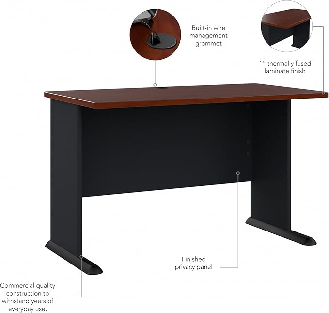 Bush Business Furniture Series A 48W Computer Desk in Hansen Cherry and Galaxy, Small Office Table for Home or Professional Workspace