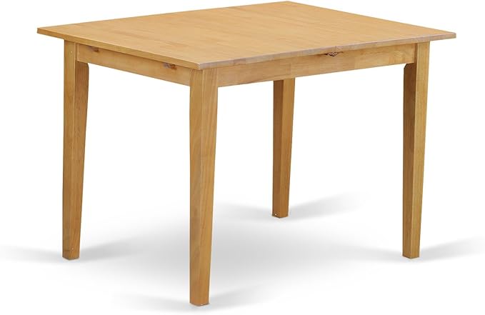 East West Furniture NOBR5-OAK-18 5 Piece Dining Room Table Set Includes a Rectangle Kitchen Table with Butterfly Leaf and 4 Brown Linen Linen Fabric Parson Chairs, 32x54 Inch, Oak