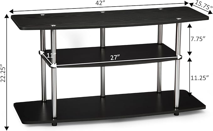 Convenience Concepts Designs2Go No Tools 46 inch 3 Tier Wide TV Stand, Black