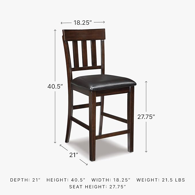 Signature Design by Ashley Haddigan 24" Counter Height Upholstered Barstool 2 Count, Dark Brown