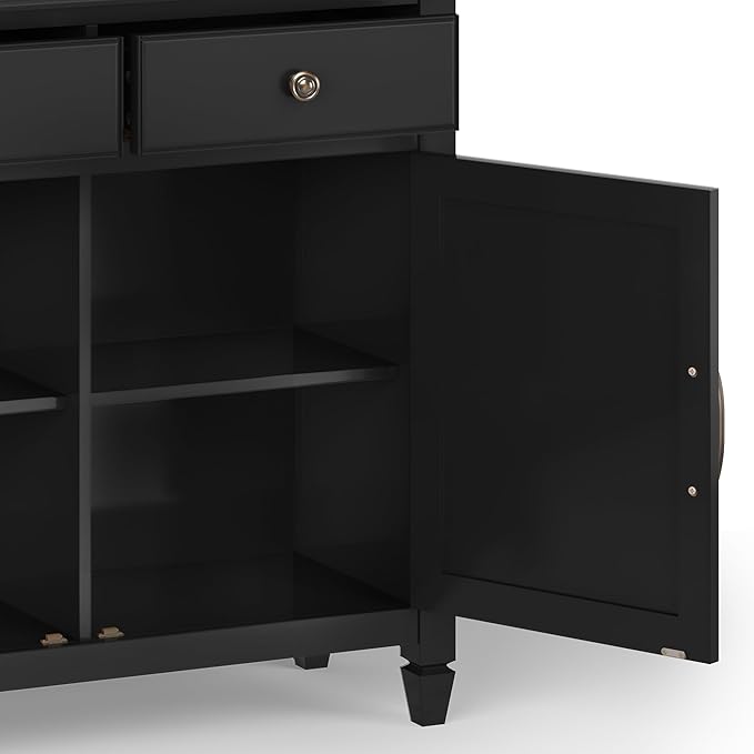 SIMPLIHOME Connaught SOLID WOOD 40 inch Wide Traditional Entryway Storage Cabinet in Black for the Living Room, Entryway and Family Room