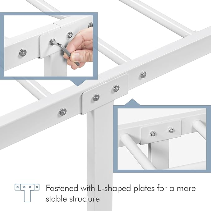 Yaheetech Metal Full Size Bed Frame, Platform Bed Frame, Mattress Foundation with Curved Design Headboard & Footboard, NO Box Spring Needed, Heavy-Duty Support, Easy Assembly, Full, White
