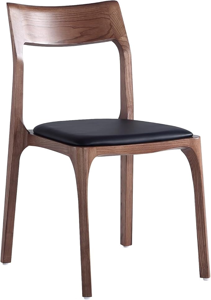 Manhattan Comfort Moderno Stackable Dining Chairs with Leatherette Upholstered Seat, Foam Padding & Solid Wood Frame, Suitable for Kitchen or Restaurant Usage, Set of 4, Black