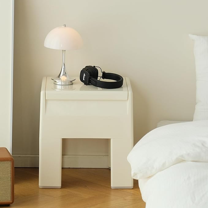 Nightstand Bedside with Storage Space, Multifunctional Colorful Plastic End Table Small Side Table for Bedroom, Dorm and Small Spaces, Easy Assembly(14.7" D x 11.8" W x 15.8" H, White)