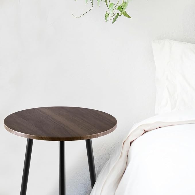 2 Packs Small Round Side Table 13.5" Outdoor Patio Round Accent Coffee Tables Indoor Corner Stand for Small Spaces Weather-Resistant for Balcony Plant Stand, Woodgrain