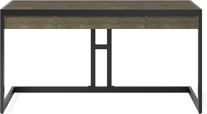 SIMPLIHOME Erina SOLID ACACIA WOOD Industrial 60 inch Wide Writing Office Desk in Distressed Grey for the Office Desk, Writing Table, Workstation and Study Table
