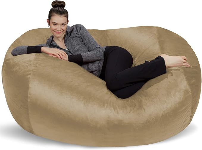 Sofa Sack Bean Bag Chair Cover, 6-Feet, Camel