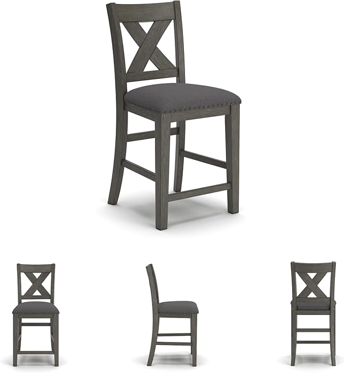 Signature Design by Ashley Caitbrook Rustic 24.63" Counter Height Upholstered Barstool, Set of 2, Gray