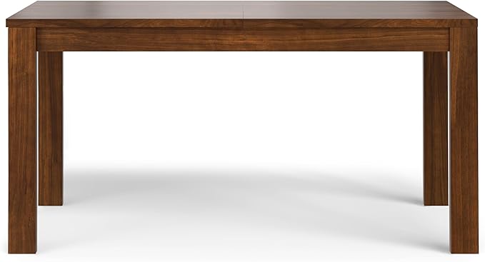 SIMPLIHOME Wilson Extendable Dining Table, Solid Wood Walnut Veneer, 60-76 x 36 inches, Transitional-Style Rectangular Expandable Kitchen Table for up to 6+ People