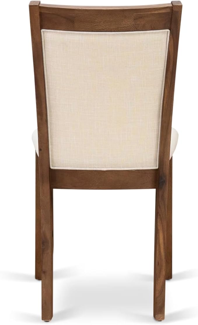 East West Furniture V777MZN32-7 7 Piece Dining Room Table Set Consist of a Rectangle Dining Table with V-Legs and 6 Light Beige Linen Fabric Upholstered Chairs, 40x72 Inch, Multi-Color