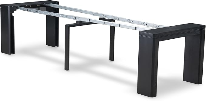 X12FO-0C6-24 - 14-piece Dining Room Table Set a Rectangular Dining Table with a coffee Table and 12 Black Linen Fabric kitchen Chair, 39x120 Inch, Wire Brushed Black