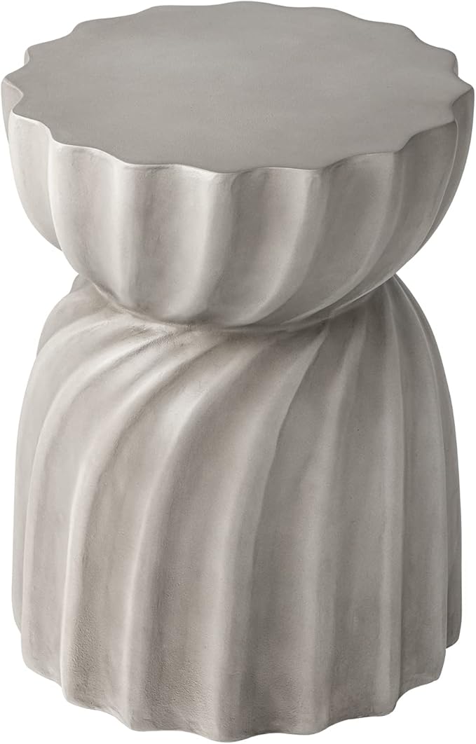 COSIEST Outdoor Side Table,Concrete Accent Side Table,Patio Side Tables End Table,Outdoor Accent Side Table Lightweight for Livingroom,Garden, Hourglass,Grey