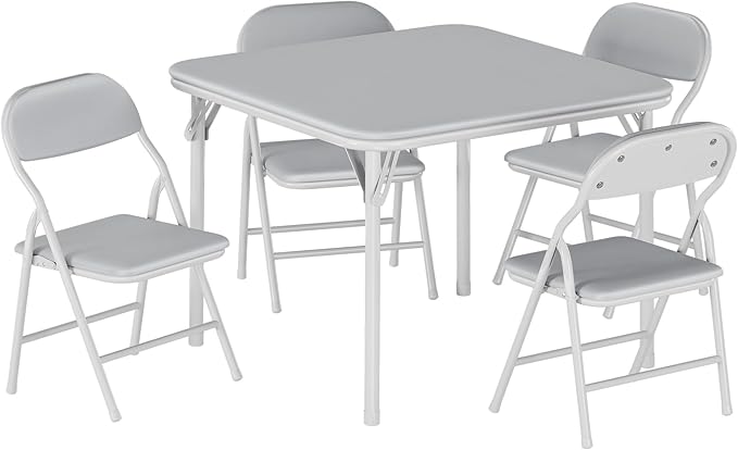 GarveeHome 5-Piece Kids Folding Table and Chairs Set, Toddlers Children's Activity Table and Chairs Set for Dining Room,Daycare,Classrooms