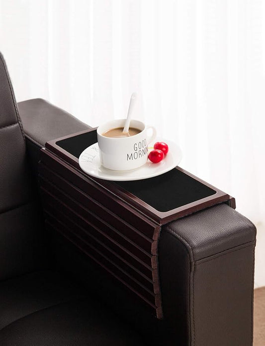 GEHE Bamboo Sofa Arm Tray Table for Couch Flexible/Foldable Sofa Tray Couch arm Table Perfect for Drinks Snacks Remote Control or Phone Great arm Tray for Couch armrest