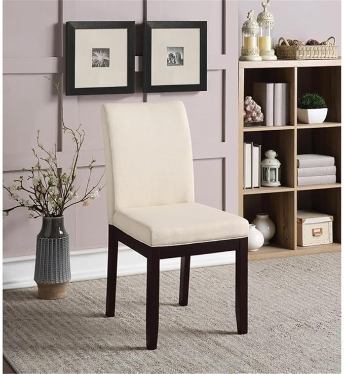 OSP Home Furnishings Dakota Upholstered Parsons Chair with Espresso Finish Wood Legs, Linen