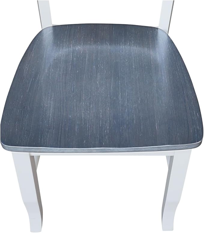 IC International Concepts Set of Two Madrid Ladderback Dining Chairs, White/Heather Gray