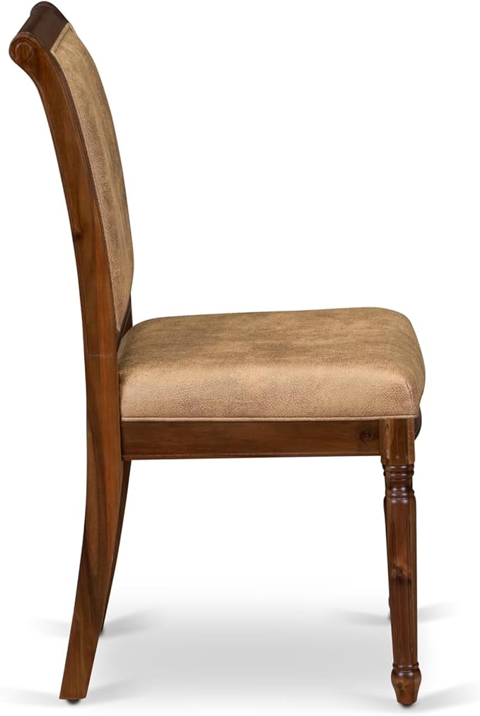 LKCY9-AWA-28 9-Piece Kitchen Table Set Includes a Dining Table and 8 Beige Polyester Fabric Dinner Chairs with High Back - Antique Walnut Finish